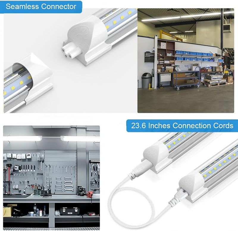 SHOPLED LED Shop Light 5FT, 50W 6500LM 6000K Cool White, V-Shape T8 Linkable LED Tube Lights, Work Shop Lights for Garage, Workbench, Basement, ETL Listed, 4 Pack - Image 5