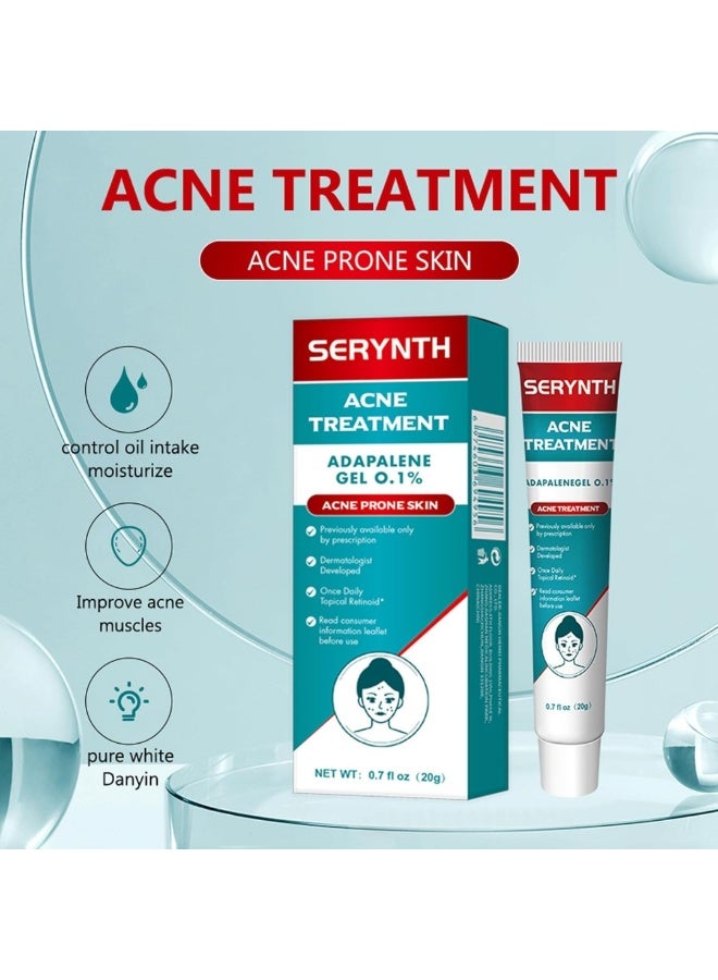SERYNTH Acne Treatment Adapalene Gel 0.1% Acne Treatment Cream Acne Treatment Ointment Gel Acne Relief Cream Gentle Moisturizing Acne Removing Gel Pimple and Acne Removal Anti Acne Gel 20g - Image 2