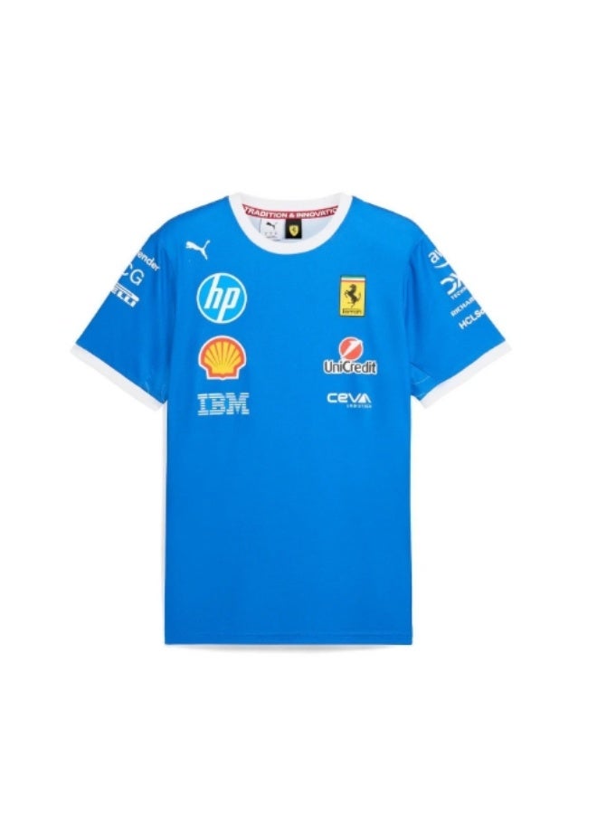 Ferrari Formula 1 Team Blue T-Shirt with Sponsor Logos (HP, Shell, UniCredit, IBM, CEVA) and Branding Details-M