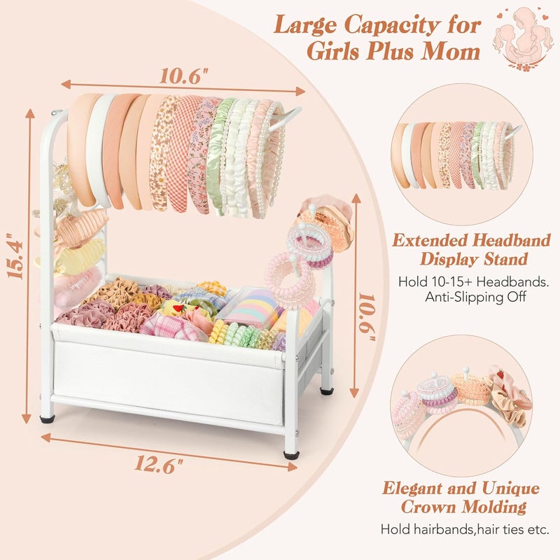 Keebofly Headband Holder Organizer,Versatile Hair Accessories Organizer,Large Hair Tie Holder,Scrunchie Holder,Bow Organizer for Girls,Baby, Women,Headband Organizer Stand for Hair Tie Claw Clip Bow - Image 4