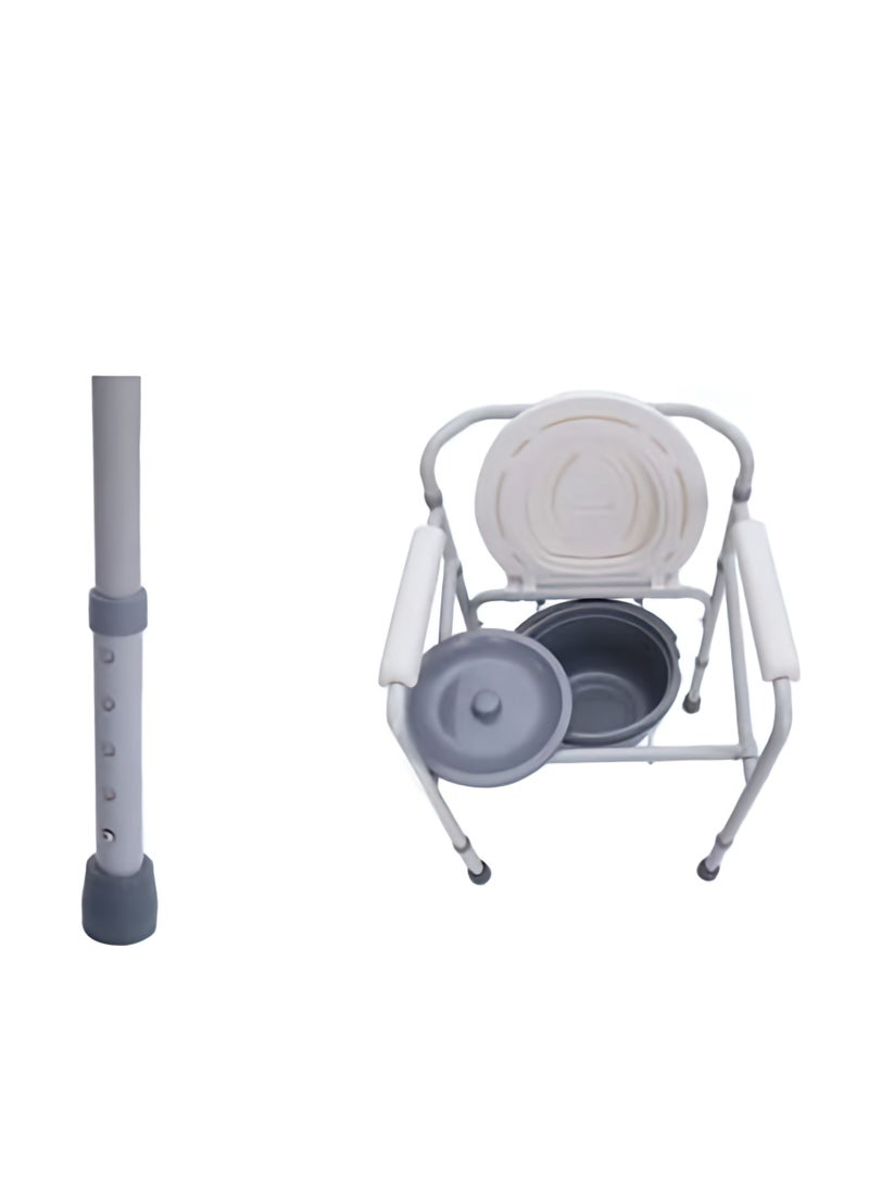 Generic Fixed toilet chair without wheels foldable with armrests and backrest with cover  - Image 4