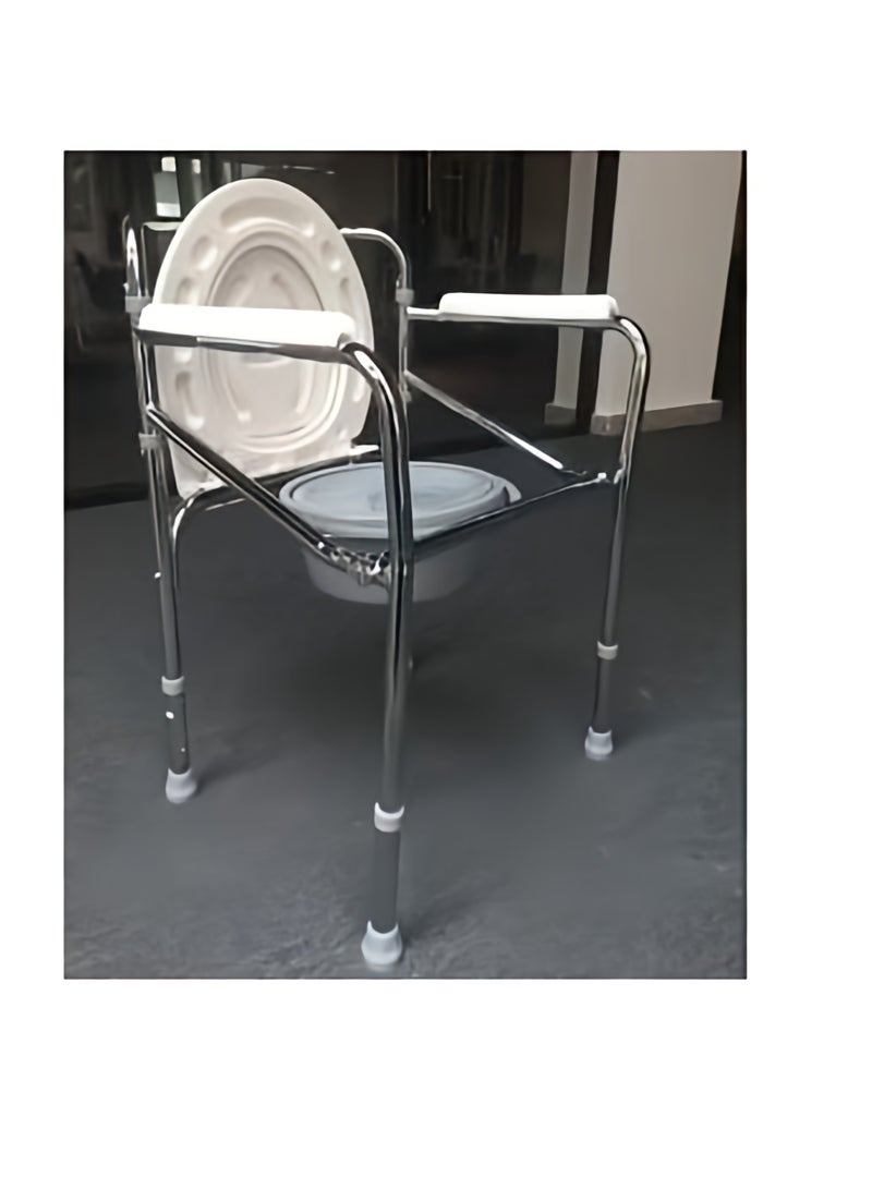 Generic Fixed toilet chair without wheels foldable with armrests and backrest with cover  - Image 5
