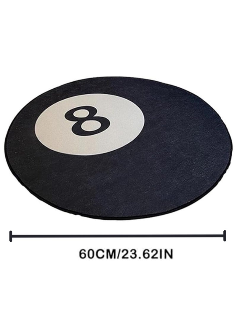 LOOPITYS Billiards No. 8 round floor mat, chair floor mat, non slip bathroom, bedroom, living room, entrance area floor mat, black carpet (60 * 60cm)  - Image 4