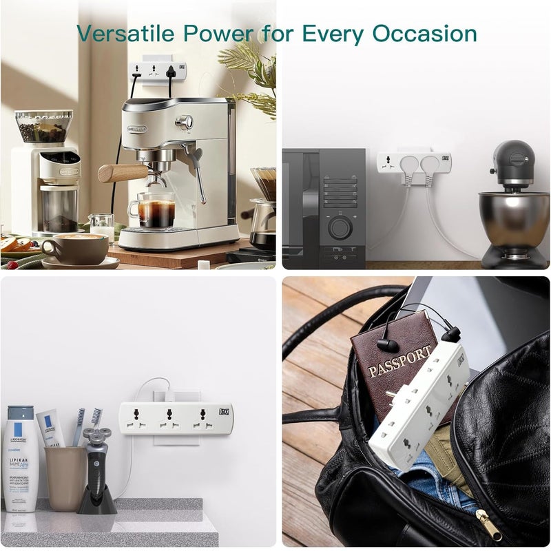 MX 6-Outlet Universal Spike Protector with Child Safety Shutter 3 Pin & 2 Pin Sockets Travel Adaptor 6 Amp Power Strip Cordless Extension Board for Home Office & Electronics - Image 5
