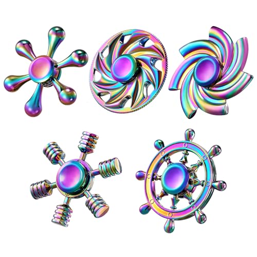 SCIONE Metal Fidget Spinner Sensory Hand Fidget Toy 5 PackAnxiety Toys Stress Relief Reducer Party Favors for Kid Adult Gifts for Kids Classroom Prizes Party Favors Supplies - Image 1