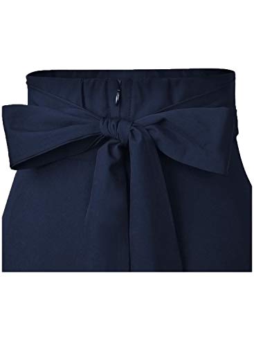 RANPHEE Women's Navy Blue Pleated Skirts Cute High Waist A Line Full Length Novelty Beach Travel Vacation Long Slit Skirt with Pockets XL 1X - Image 4