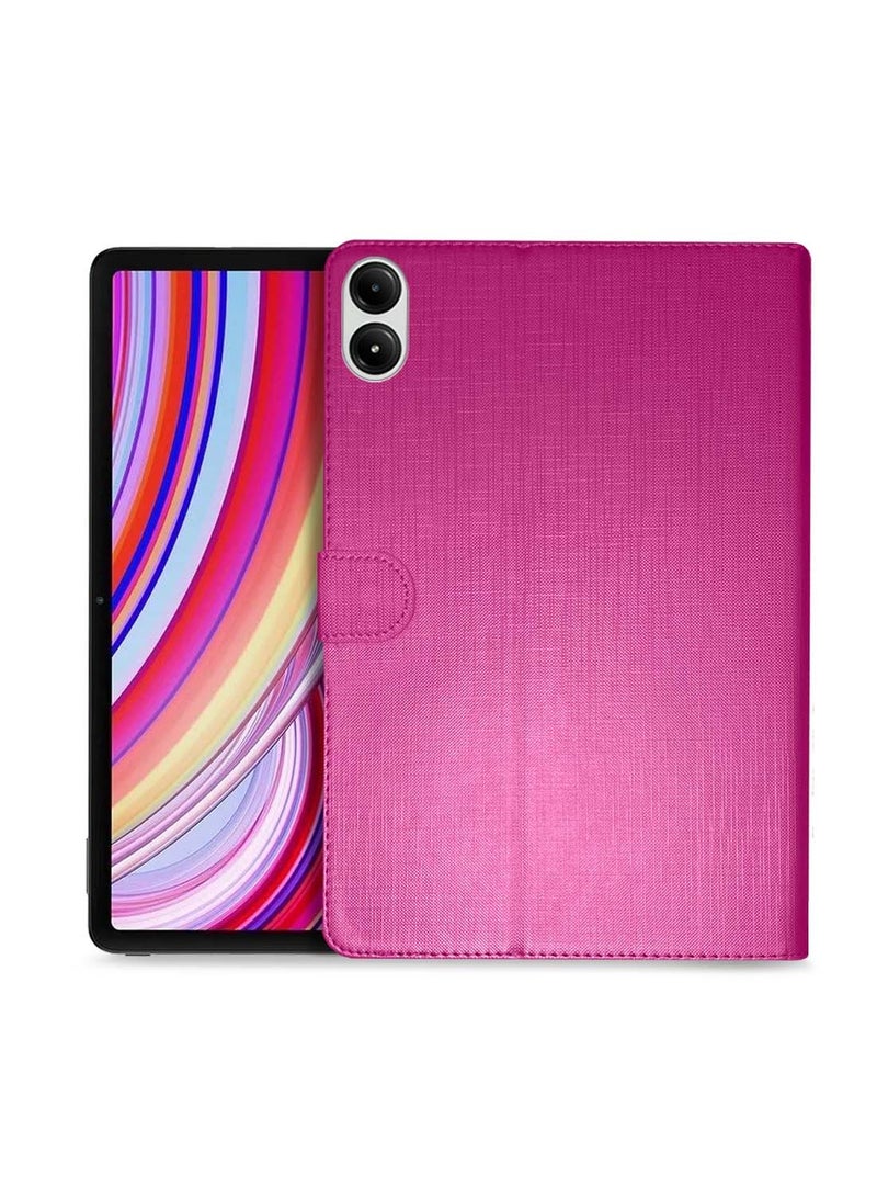 دبليو تيك شاومي ريدمي باد برو 5 جي 2024 12.1 بوصة ASN الحب سلسلة بو الجلود المغناطيسي إغلاق غطاء الوجه - وردي - Image 1