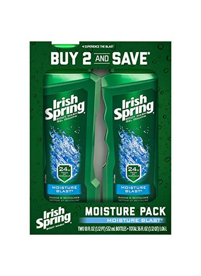 Irish Spring Moisturizing Men'S Body Wash Shower Gel Moisture Blast 18 Fluid Ounce (2 Pack)  - Image 1