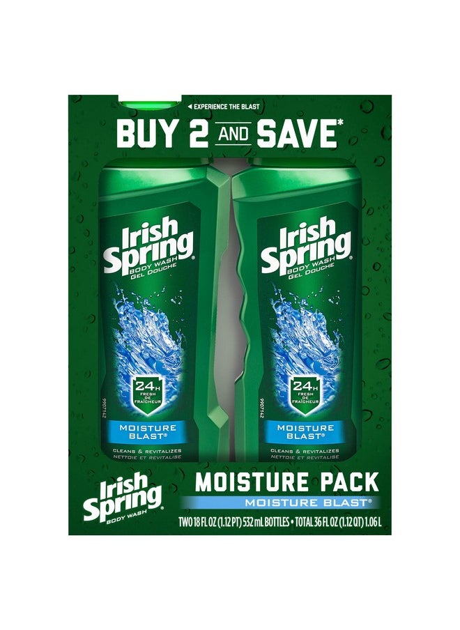 Irish Spring Moisturizing Men'S Body Wash Shower Gel Moisture Blast 18 Fluid Ounce (2 Pack)  - Image 2