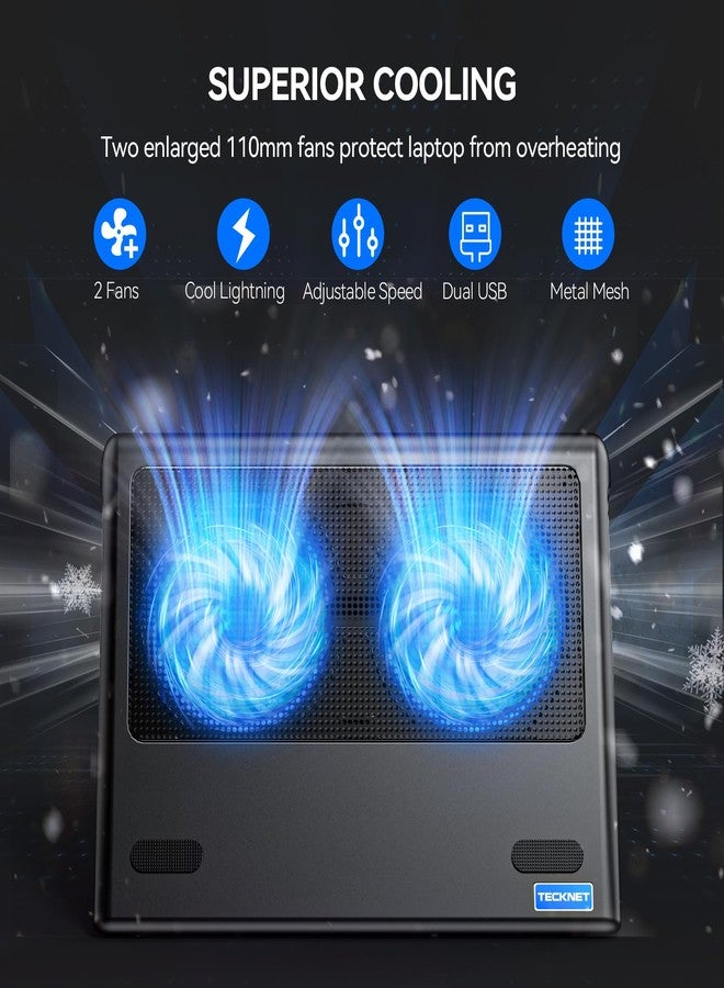 TeckNet Laptop Cooling Pad, Portable Ultra-Slim Quiet Laptop Notebook Cooler Cooling Pad Stand with 2 USB Powered Fans, Fits 12-16 Inches - Image 2