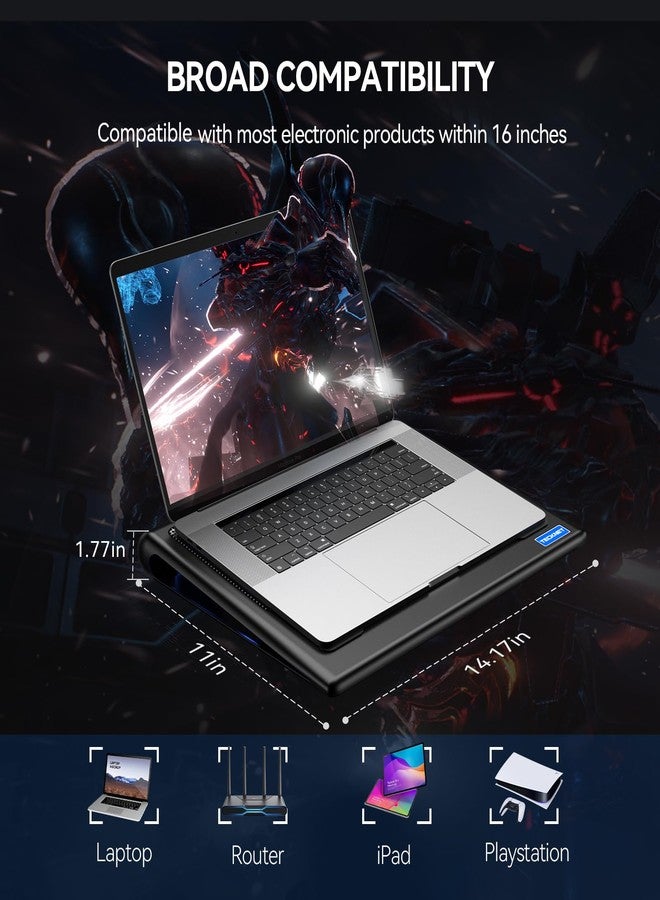TeckNet Laptop Cooling Pad, Portable Ultra-Slim Quiet Laptop Notebook Cooler Cooling Pad Stand with 2 USB Powered Fans, Fits 12-16 Inches - Image 5