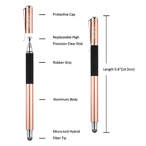 Mixoo Capacitive Stylus Pen, Disc & Fiber Tip 2 in 1 Series, High Sensitivity and Precision, Universal for ipad, iPhone, Tablets and Other Touch Screens, Model: Rose Gold - Image 2
