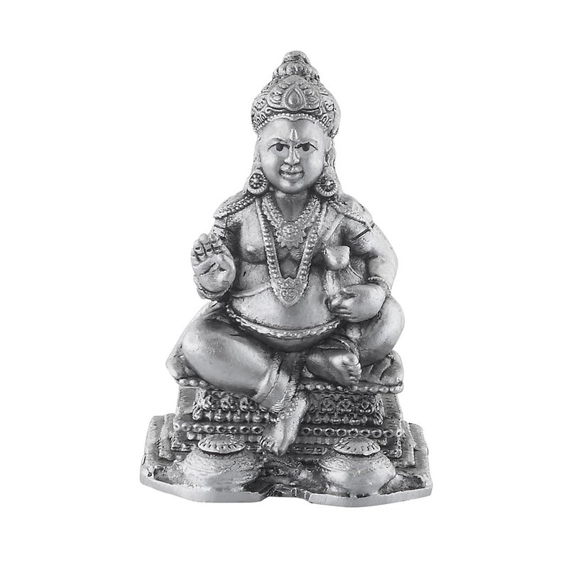 PRD CARATCAFE Kuber Idol Pure Silver 925 Statue, 30 to 32 GMS Antique Look Kuber Murti for Pooja, Wealth God Statue Hindu Deity Sculpture for Home Decoration, Office, Living Room & Car Dashboard. - Image 5