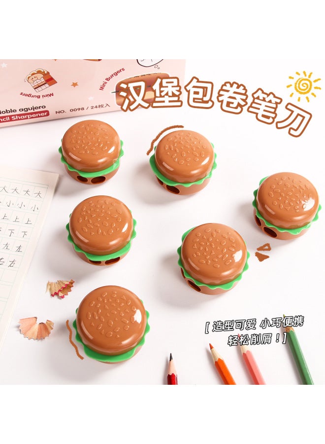 HELPS Creative Simulation Hamburger Shape Pencil Sharpener Double Hole Cartoon Manual Pencil Sharpener For Primary School Students Special Prize Stationery - Image 2