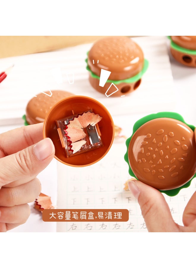 HELPS Creative Simulation Hamburger Shape Pencil Sharpener Double Hole Cartoon Manual Pencil Sharpener For Primary School Students Special Prize Stationery - Image 3