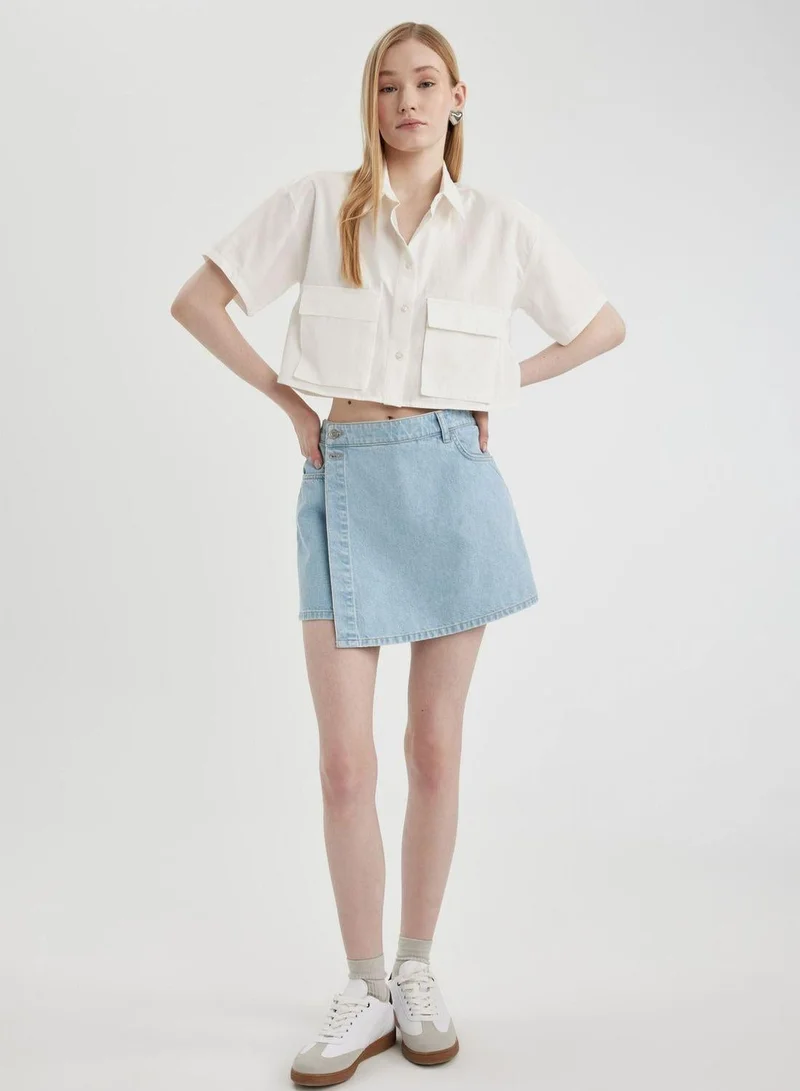 DeFacto  Oversize Fit Shirt Collar Poplin Short Sleeve Shir  | Best Price UAE