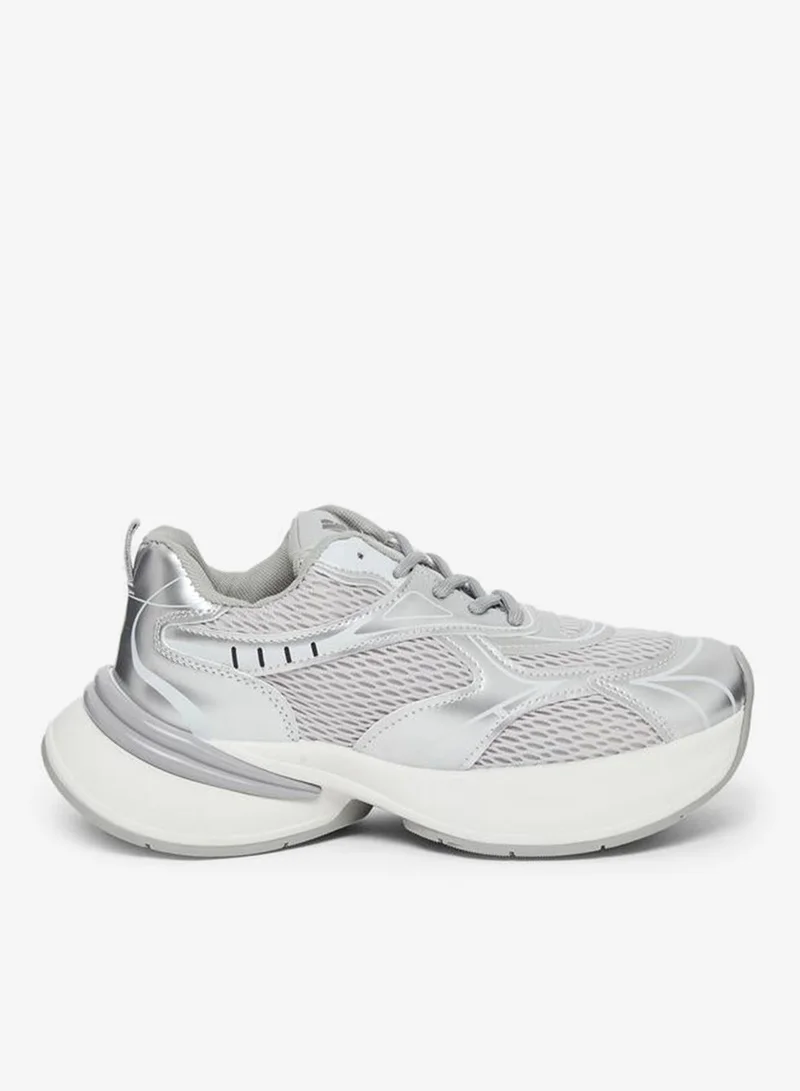 Styli Active Silver Metallic Panel Sporty Sneakers