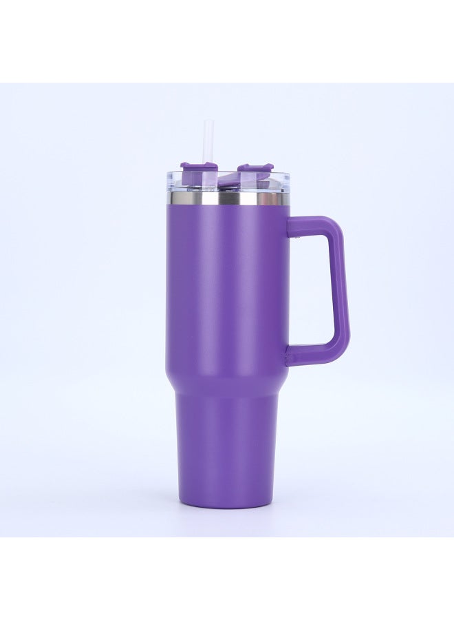 Simple Double-layer Generation 40oz Car Cup Portable Handle Vacuum Insulation Cup Stainless Steel Straw Ice Cup