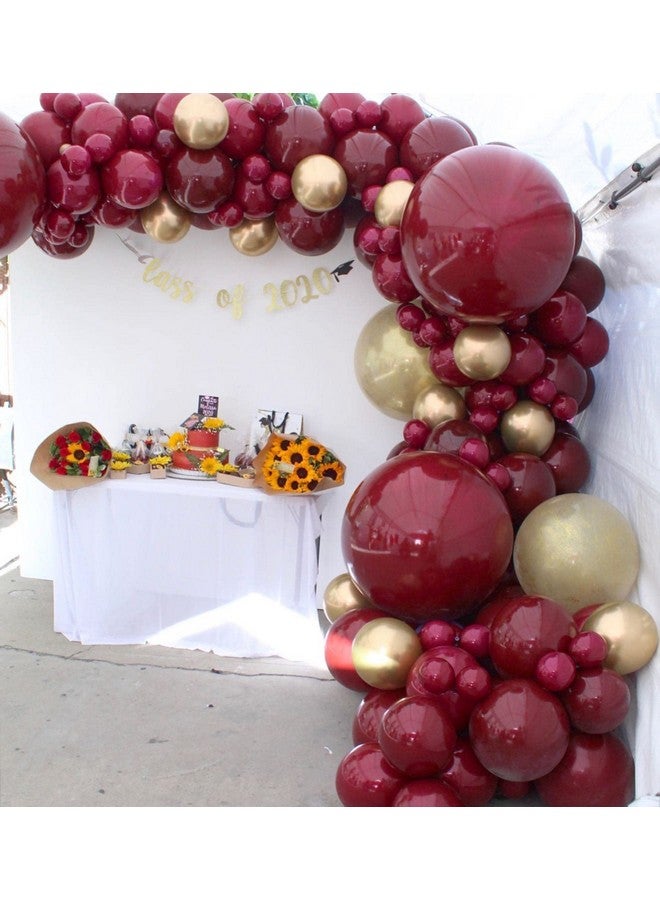Janinus Burgundy Balloon Garland Arch Kit Maroon Balloons 12 In 5 In 80pcs Wine Red Balloons Matte Balloons for Graduation Wedding Bridal Shower Birthday Party Anniversary & Women Party Decoration - Image 3