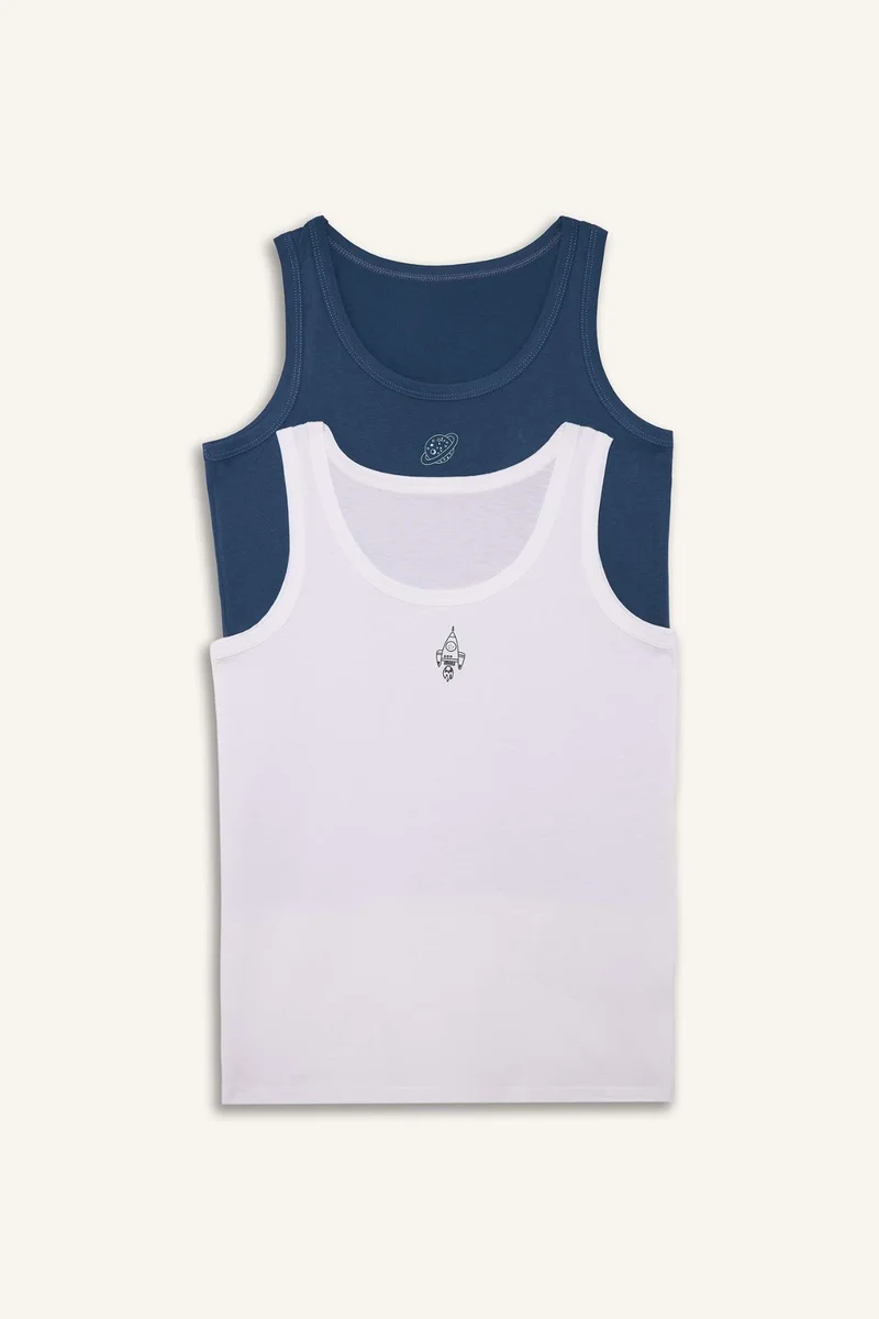 ديفاكتو Boy 100% Cotton Printed 2 Piece Undershirts