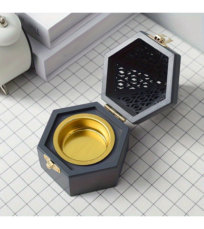 Solid Wood Carving Incense Holder Box Hollow Design For Mosquito Coil - Image 5