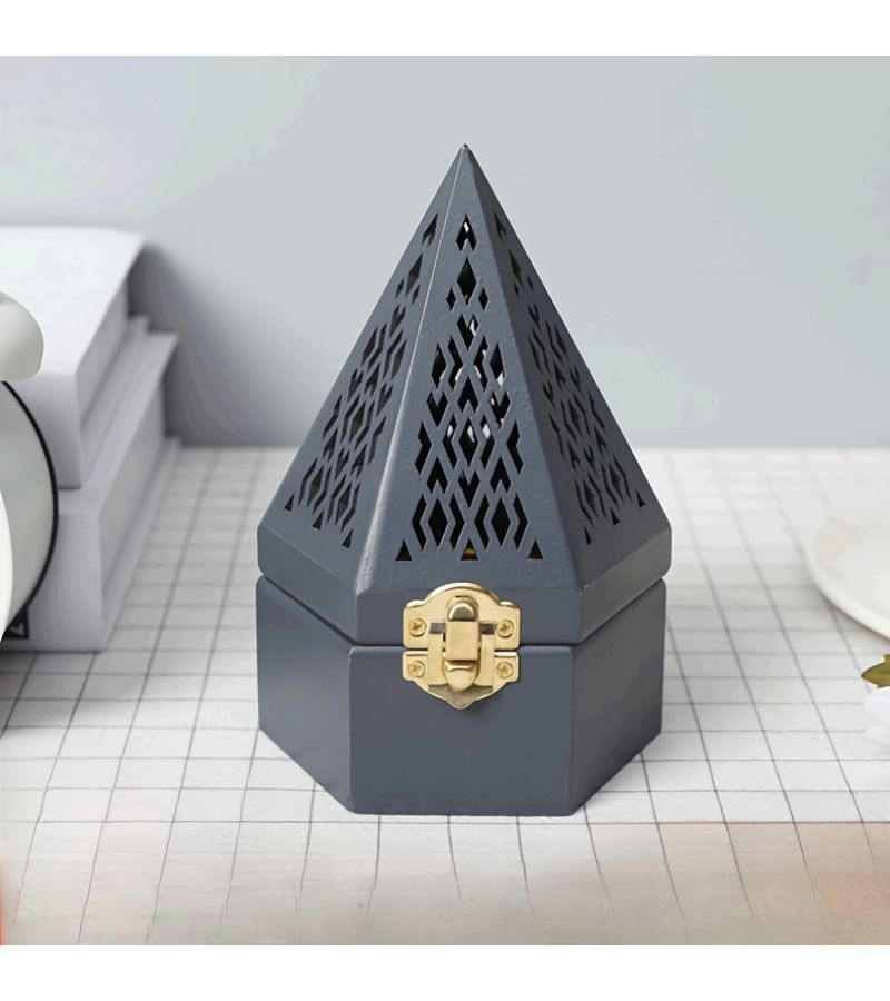 Solid Wood Carving Incense Holder Box Hollow Design For Mosquito Coil - Image 1