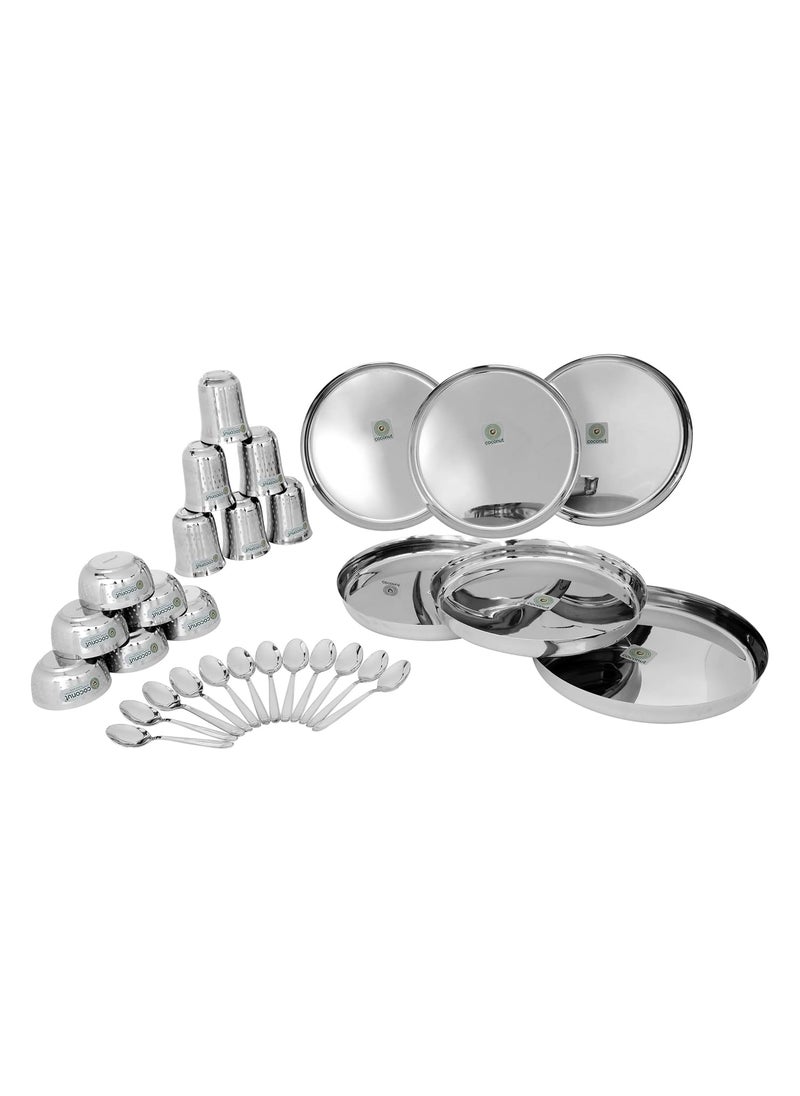 Coconut Coconut Stainless Steel (Heavy Guage) Delight Dinner Set/Dinnerware & Serveware - 30 Piece  - Image 4