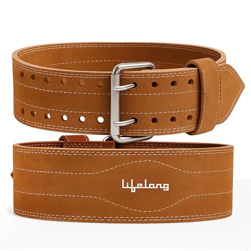 Lifelong Suede Leather Gym Belt for Men & Women | Powerlifting Deadlift Belt for Heavy Workouts, Weightlifting, Squats & Back Support | Professional Gym Lifting Belt – Medium Size, Brown - Image 1