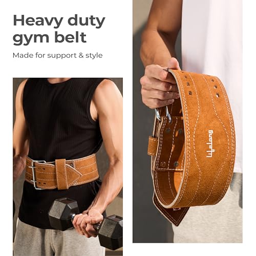 Lifelong Suede Leather Gym Belt for Men & Women | Powerlifting Deadlift Belt for Heavy Workouts, Weightlifting, Squats & Back Support | Professional Gym Lifting Belt – Medium Size, Brown - Image 3