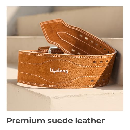 Lifelong Suede Leather Gym Belt for Men & Women | Powerlifting Deadlift Belt for Heavy Workouts, Weightlifting, Squats & Back Support | Professional Gym Lifting Belt – Medium Size, Brown - Image 4
