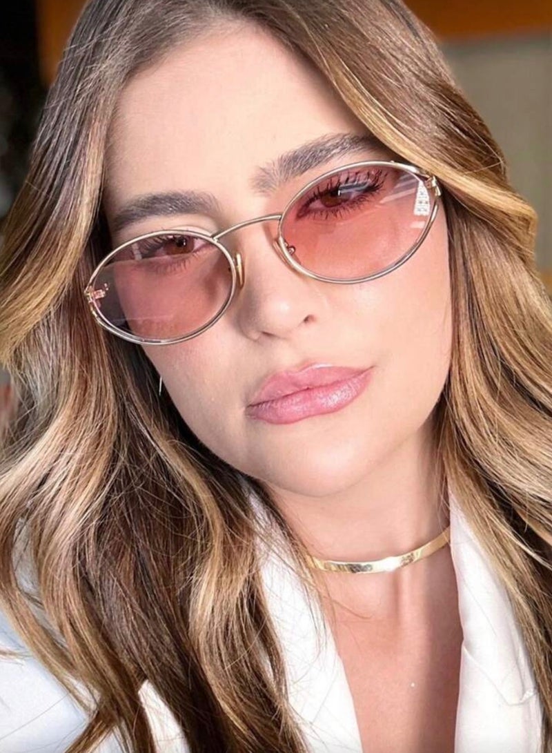 شي إن نظارة عصرية بيضاوية الشكل بتصميم ريترو، مناسبة للسفر والعطلات وإكسسوارات الشاطئ، إكسسوار أساسي لملابس الخريف/الشتاء - Image 2