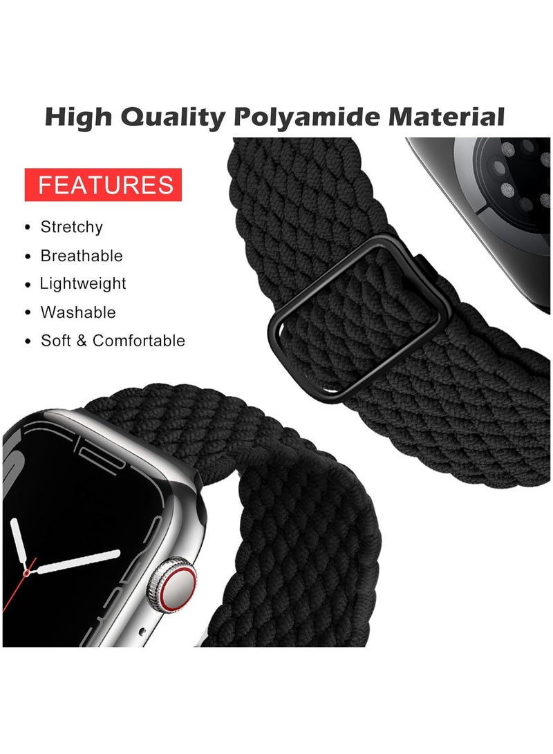 OLYSON 2Pcs Stretchy Solo Loop Compatible with Apple Watch Band 42mm 41mm 40m 38mm for Women Men,Sport Breathable Nylon Braided Wristband for iWatch Series 10 9 8 7 6 SE 5 4 3 Ultra 2 1  - Image 2