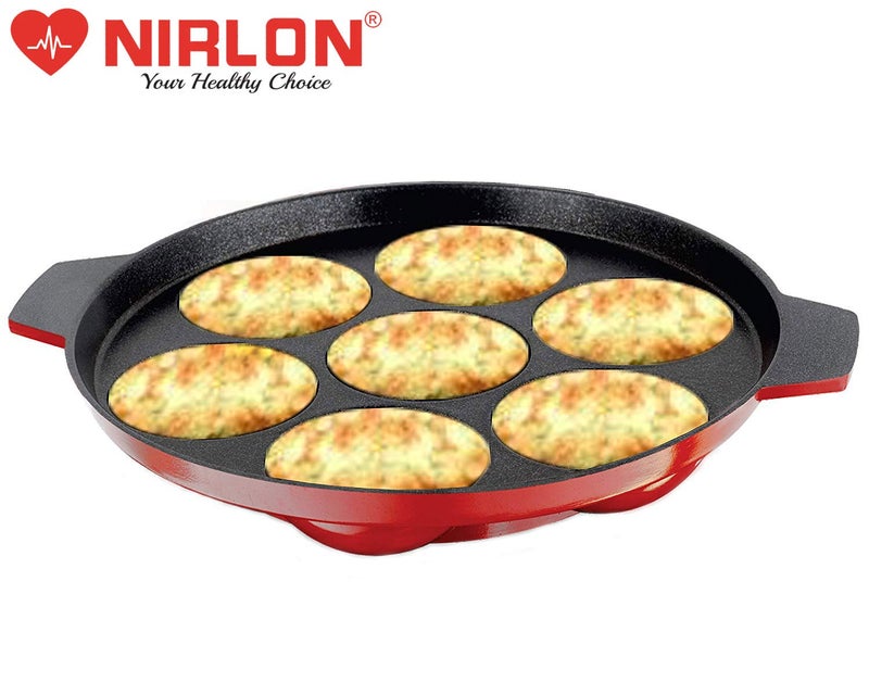 Nirlon Nirlon Aluminium Non-Stick 7 Cavity Appam PatraPaniyarakkal | Paniyaram | Appam Pan | Pan Cake Maker | Ponganal Maker | Kuzhi Paniyaram | Paddu Tawa(26mm_Classic_AP7) - Image 5