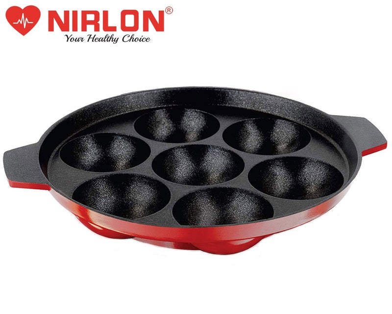 Nirlon Nirlon Aluminium Non-Stick 7 Cavity Appam PatraPaniyarakkal | Paniyaram | Appam Pan | Pan Cake Maker | Ponganal Maker | Kuzhi Paniyaram | Paddu Tawa(26mm_Classic_AP7) - Image 2