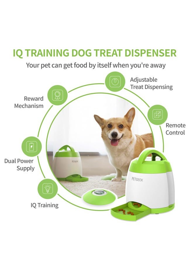 PETGEEK Automatic Dog Treat Dispenser with Button - Puzzle Memory Training Dog Button Feeder, Pet Geek Button Treat Food Dispensing Dog Toys Interactive, Iq Training Dog Feeder (Green) - Image 4