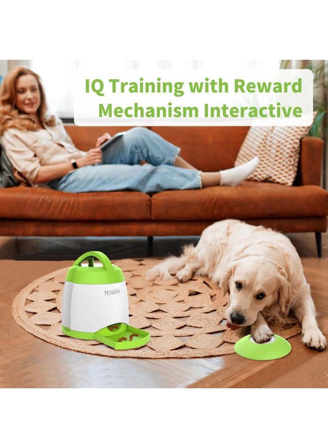 PETGEEK Automatic Dog Treat Dispenser with Button - Puzzle Memory Training Dog Button Feeder, Pet Geek Button Treat Food Dispensing Dog Toys Interactive, Iq Training Dog Feeder (Green) - Image 2