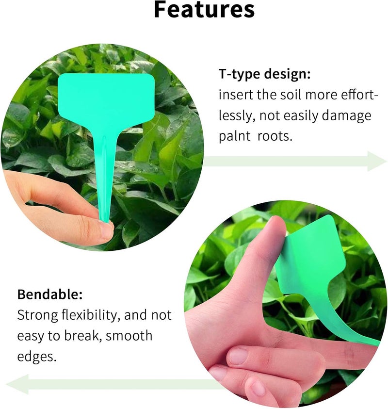 KINGLAKE Green Plant labels,100 Pcs 6 x10cm Plastic Plant T-Type Tags Nursery Garden Labels - Image 5