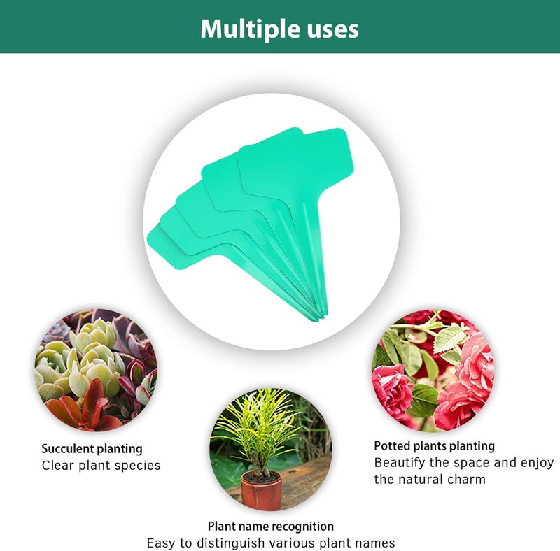 KINGLAKE Green Plant labels,100 Pcs 6 x10cm Plastic Plant T-Type Tags Nursery Garden Labels - Image 4