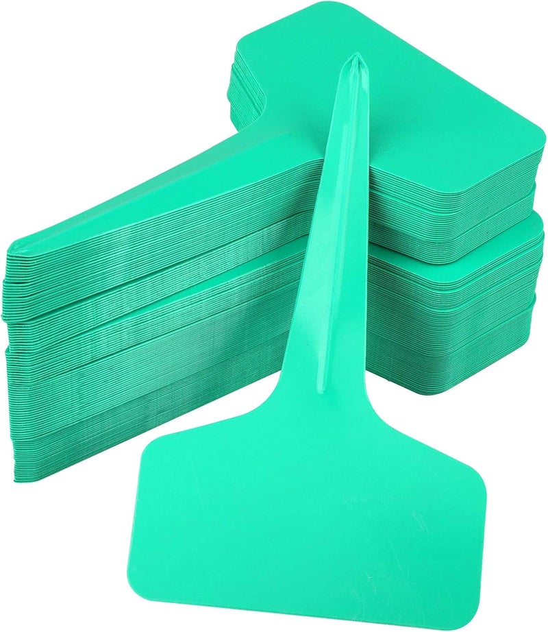 KINGLAKE Green Plant labels,100 Pcs 6 x10cm Plastic Plant T-Type Tags Nursery Garden Labels - Image 1