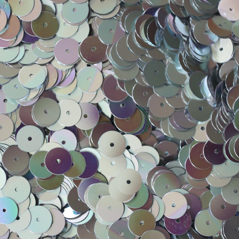 8mm Flat Round SEQUIN PAILLETTES Silver Rainbow Iris METALLIC Loose sequins for embroidery brid