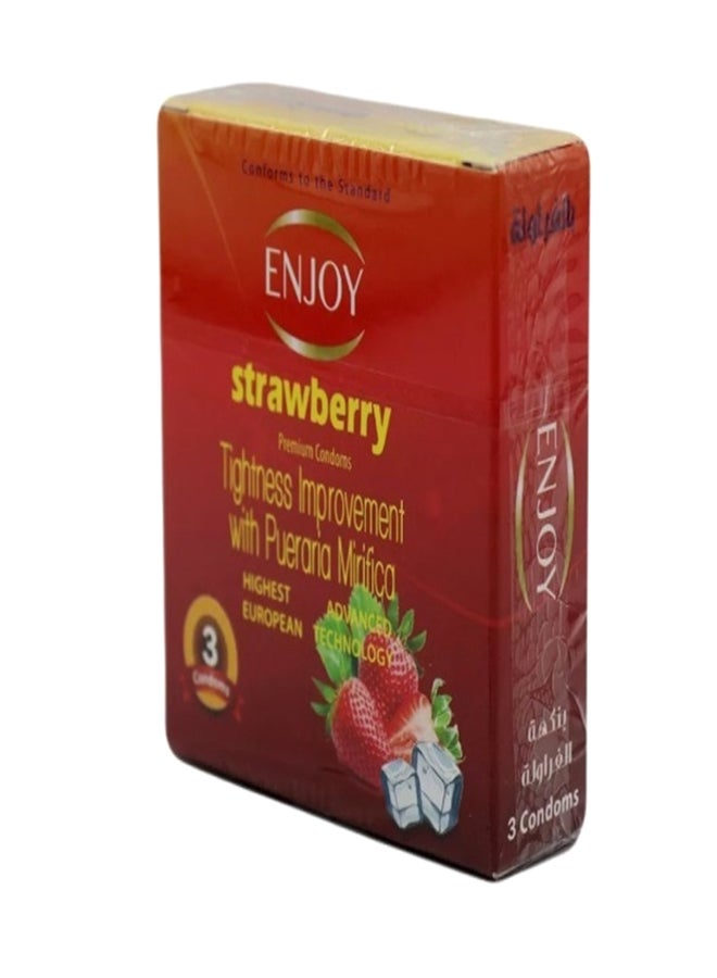 ENJOY 3-Piece Strawberry Flavored Condoms – Smooth Latex With Sweet Scent For Enhanced Pleasure - Image 1