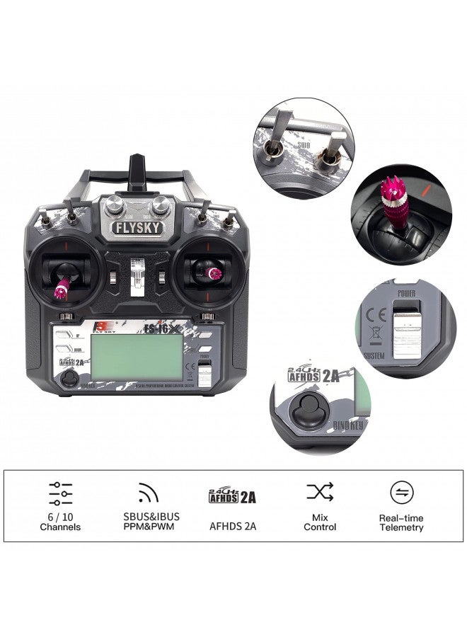 Flysky جهاز إرسال FLYSKY FS-i6X 10CH 2.4GHz مع كابل ترقية مستقبل iA10B لطائرات الهليكوبتر والطائرات والطائرات الرباعية والمظلات، للجنسين - للأطفال - Image 2