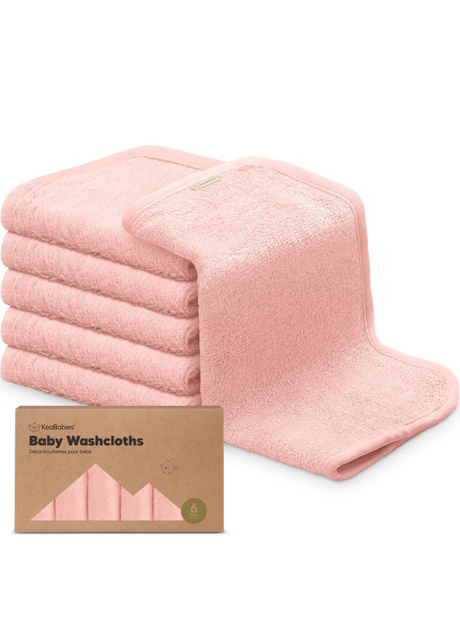 KeaBabies - 6-Pack Organic Baby Washcloths - Soft Bamboo Washcloth  Baby Wash Cloths  Baby Wash Cloth For Newborn  Kids  Baby Towels  Baby Bath Essentials  Face Towel  Face Cloths For Washing Face  Blush Pink - Image 1