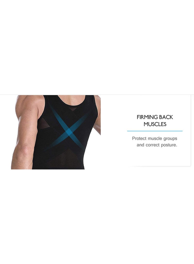 general Men Body Shaper Slimming Vest Tight Tank Top Compression Shirt Tummy Control Underwear Binder,Chest Body Posture Corrector Corset Sleeveless Vest Abdomen Control Underwear Shapewear THermal Tops - Image 5