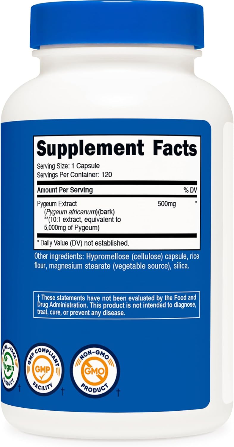 Nutricost مستخلص البيجيوم من نوتريكوست 5000 ملغ يعادل 120 كبسولة من 500 ملغ من مستخلص 10:1 كبسولات نباتية خالية من الكائنات المعدلة وراثيًا وخالية من الغلوتين وصديقة للنباتيين - Image 5