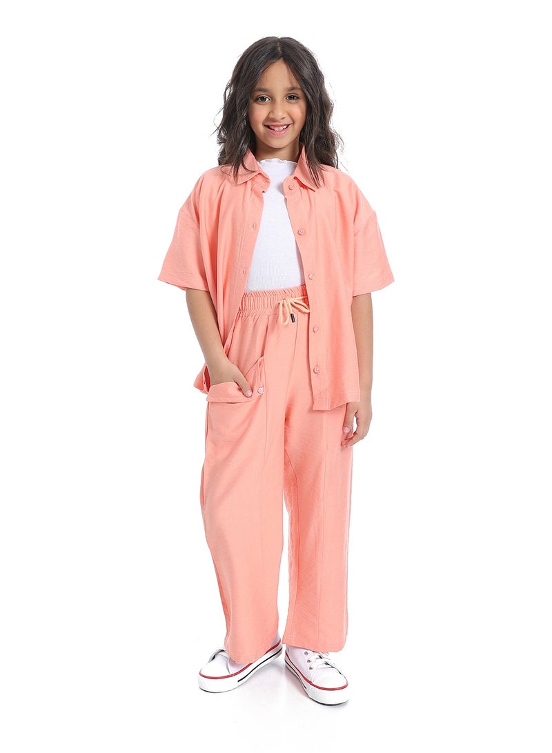 Caesar Girls' half-sleeved suit with front buttons - Image 1