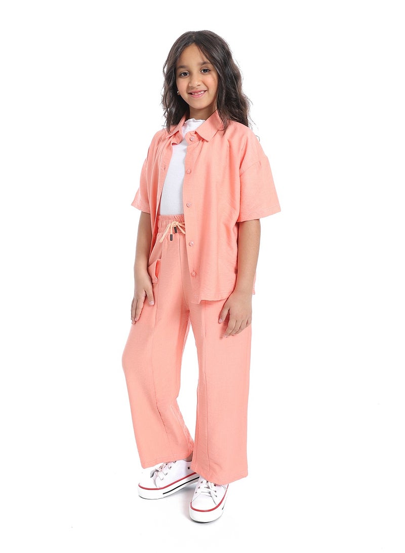 Caesar Girls' half-sleeved suit with front buttons - Image 2