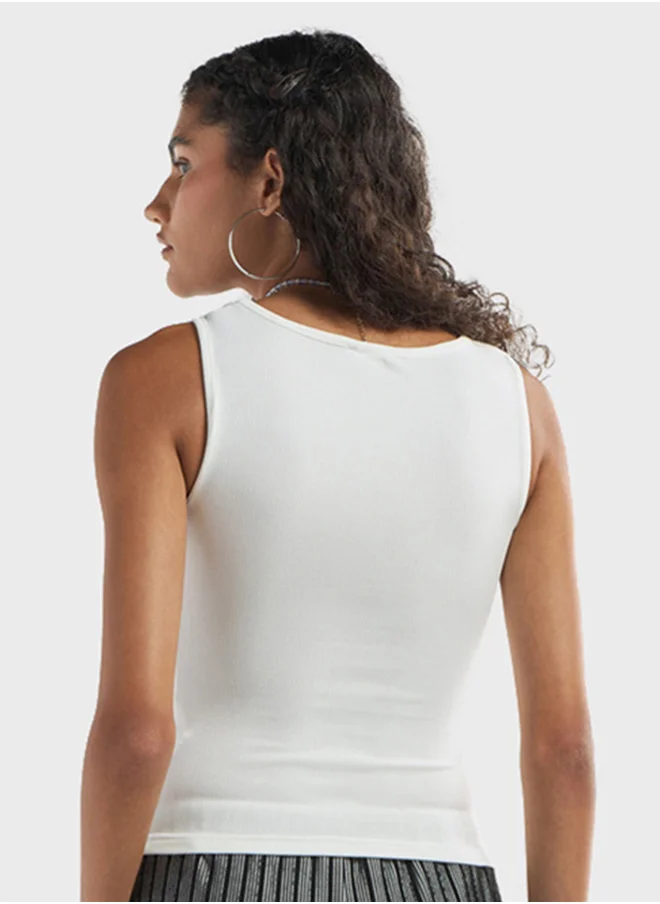 FAV Crew Neck Flap Detail Tank Top