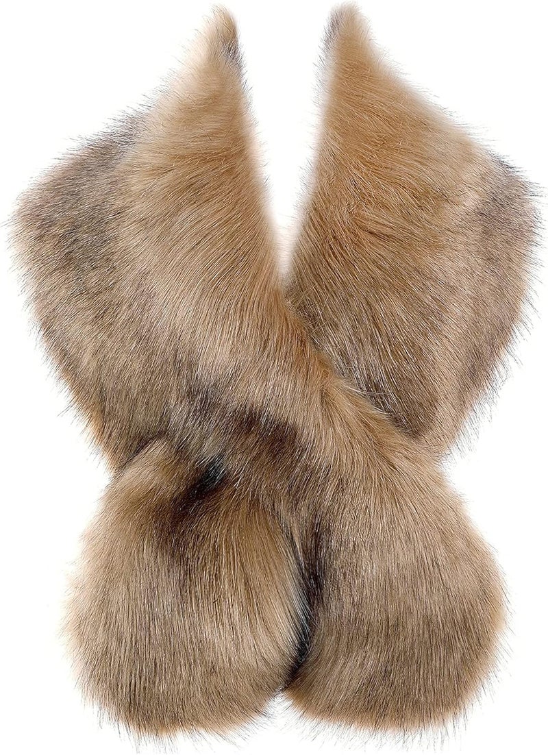BABEYOND Women's Faux Fur Shawl Collar Wrap for Winter - 47.2" Long (Camel) - Image 1