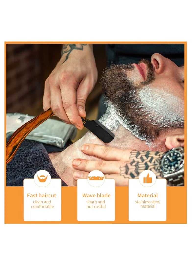 Uliova Wooden Handle Stainless Steel Professional Straight Edge Razor Men's Manual Close Shaving Razor for Barbershop Salon Hairdressing - Image 4
